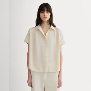 Everlane 100% Silk Peach Button Up Blouse Top Size Small Lightweight Business